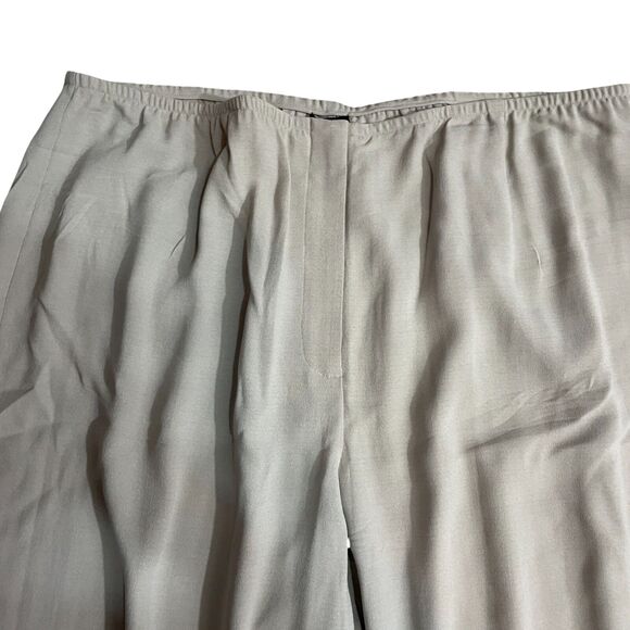 Eileen Fisher 1X Womens Beige Elastic Waist Zip Closure Pants Wide Leg - Picture 4 of 5